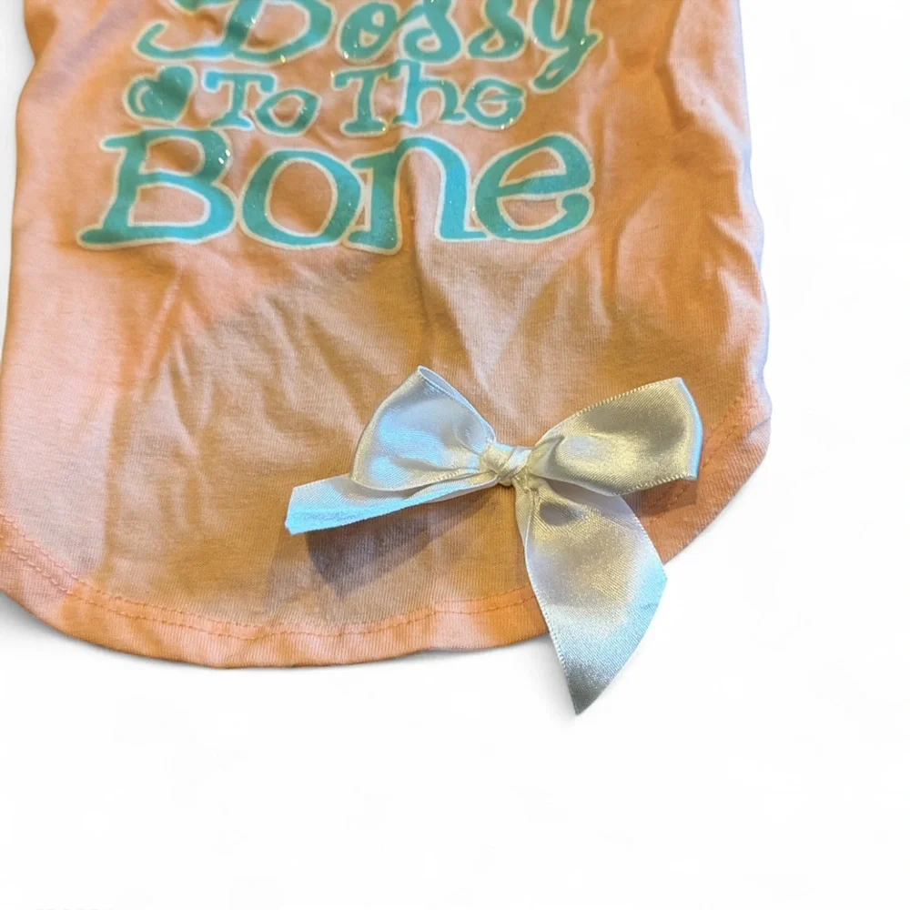 Top Paw Bossy To The Bone Dog Shirt Peach XS